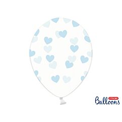 Kirkkaat ilmapallot sinisillä sydämillä - 30cm, 6kpl