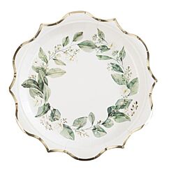 Pahvilautaset - Botanical/kulta, 23cm, 8kpl