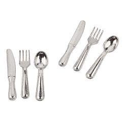 Miniatyyri - Hopeiset Aterimet, 2cm, 12kpl