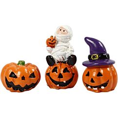 Halloween kurpitsat ja muumio - Miniatyyri, 3kpl