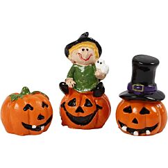 Halloween kurpitsat ja noita - Miniatyyri, 3kpl