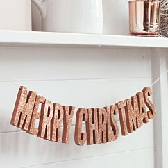 Joulukoriste Merry Christmas Banneri, Ruusukulta-Glitter