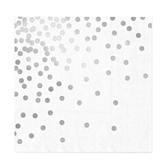 Lautasliinat - Valkoinen, Hopeapilkut, 10kpl