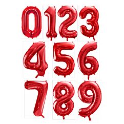 Punaiset numerofoliopallot, 86cm 