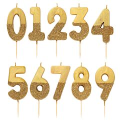 Numerokakkukynttilä - Kulta/Glitteri