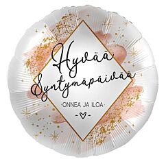 Foliopallo - Hyvää syntymäpäivää, Onnea ja iloa, 43cm