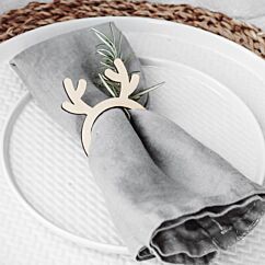 Puiset lautasliinarenkaat poronsarvilla, 6 kpl.