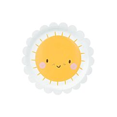 Pahvilautaset - Iloinen aurinko, 18cm, 6kpl