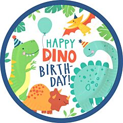 Suloiset isot donosaurus-aiheiset pahvilautaset.