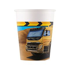 Pahvimukit työkoneet. Lasten synttärit, työmaa teema.