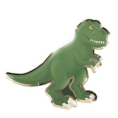 Pahvilautaset -  Vihreä T-rex, 23cm, 8kpl