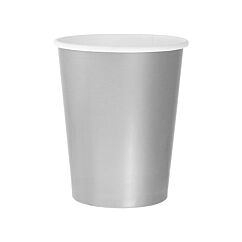 Pahvimukit - Matta hopeiset, 270ml, 14kpl