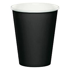 Mustat pahvimukit kultaisella aaltokuviolla. 8 kpl.