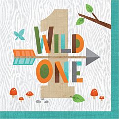 Suloiset lautasliinat tekstillä "Wild One", 16 kpl.