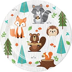 Suloiset pahvilautaset metsäneläimillä, 8 kpl.