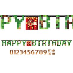 Banneri, Happy Birthday, Pikseli, 3,2 m. Minecraft synttärit