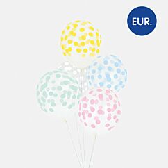 Ilmapallot - Läpinäkyvät, pilkulliset, 5kpl