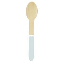 Puiset teelusikat, vaaleansininen kahva metallic-kullalla, 8 kpl.