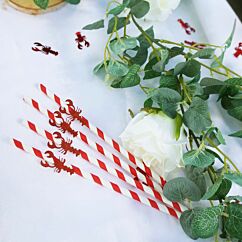 Raidalliset paperipillit glitter-rapukoristeilla