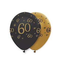 Mustat ja kultaiset ilmapallot numerolla 60.