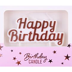 Kakkukynttilä - Happy Birthday, ruusukultainen