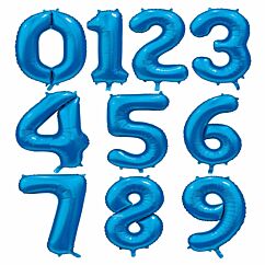 Isot numerofoliopallot - Sähkönsininen, 86cm