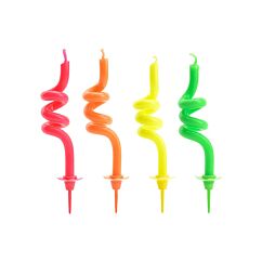 Neon kakkukynttilät Kiemurat, 4kpl