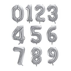 Isot numerofoliopallot 0-9 hopeiset 86 cm