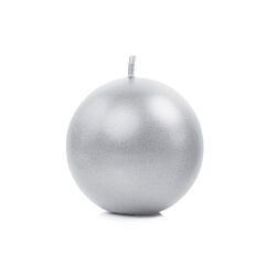 Metallinhohtoinen hopeinen pallokynttilä - 6 cm. 