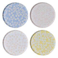 Pahvilautaset - Kukat Pastelli, 25cm, 8kpl