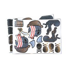 Merirosvo-aiheiset tarrat, metallic-yksityiskohdilla.