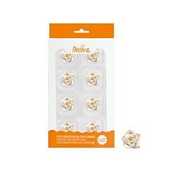 Syötävät sokerikoristeet - Valkoiset ruusut, 2cm, 8kpl