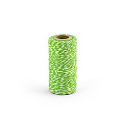 Lime/valkoinen kierretty puuvillanaru, 50 m.