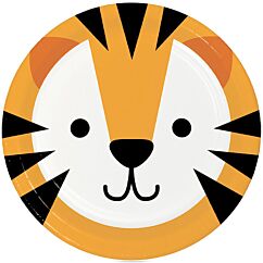 Pahvilautaset viidakko synttäreihin, Tiikerin kasvot, 22cm, 8kpl