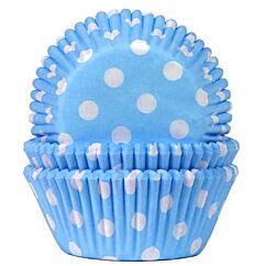 Vaaleansiniset muffinssivuoat valkoisilla pilkuilla, 50 kpl.