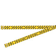 Musta-keltainen eristysnauha varoitusnauha tekstillä "Birthday Zone!"