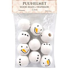 Puuhelmet - Lumiukko, 2,5cm, 10kpl