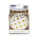 Valkoiset folioidut PME:n muffinssivuoat kultaisilla pilkuilla, 30 kpl. Polka dots.