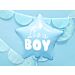 Vaaleansininen tähti foliopallo "It´s a boy", halkaisija 48 cm.