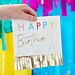 Happy Birthday lautasliinat kultaisilla hapsuilla, 16 kpl