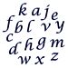Painomuotti - kaunokirjaimet a-z.