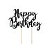 Musta kakkukoriste "Happy Birthday".
