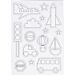 Muotoon leikatut magneettikuviot, ajoneuvot ja liikennemerkit.