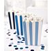 Sini-valko raidalliset popcorn rasioita. Pakkaus sisältää 6 kpl.