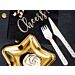 Hienot puiset aterimet joiden kahvoissa on kultaiset tähdet, 18 osaa.