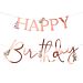 Ruusukultainen banneri Happy Birthday, Kukilla.