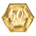 Kultaiset pahvilautaset, 50th Birthday, 17cm, 6kpl. 50-v juhlat