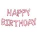 Vaaleanpunainen "Happy Birthday"-muotoinen foliopallo.